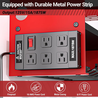 YYR Power Tool Organizer - Heavy-Duty Wall Mount with Charging Station & Battery Storage Rack - Red