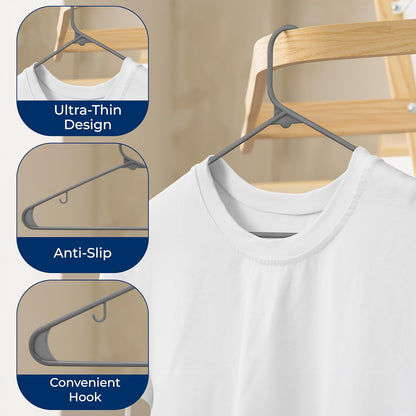 SereneLife Non-Slip Plastic Hangers - 30 Pack Space-Saving Closet Organizers for Shirts & Dresses