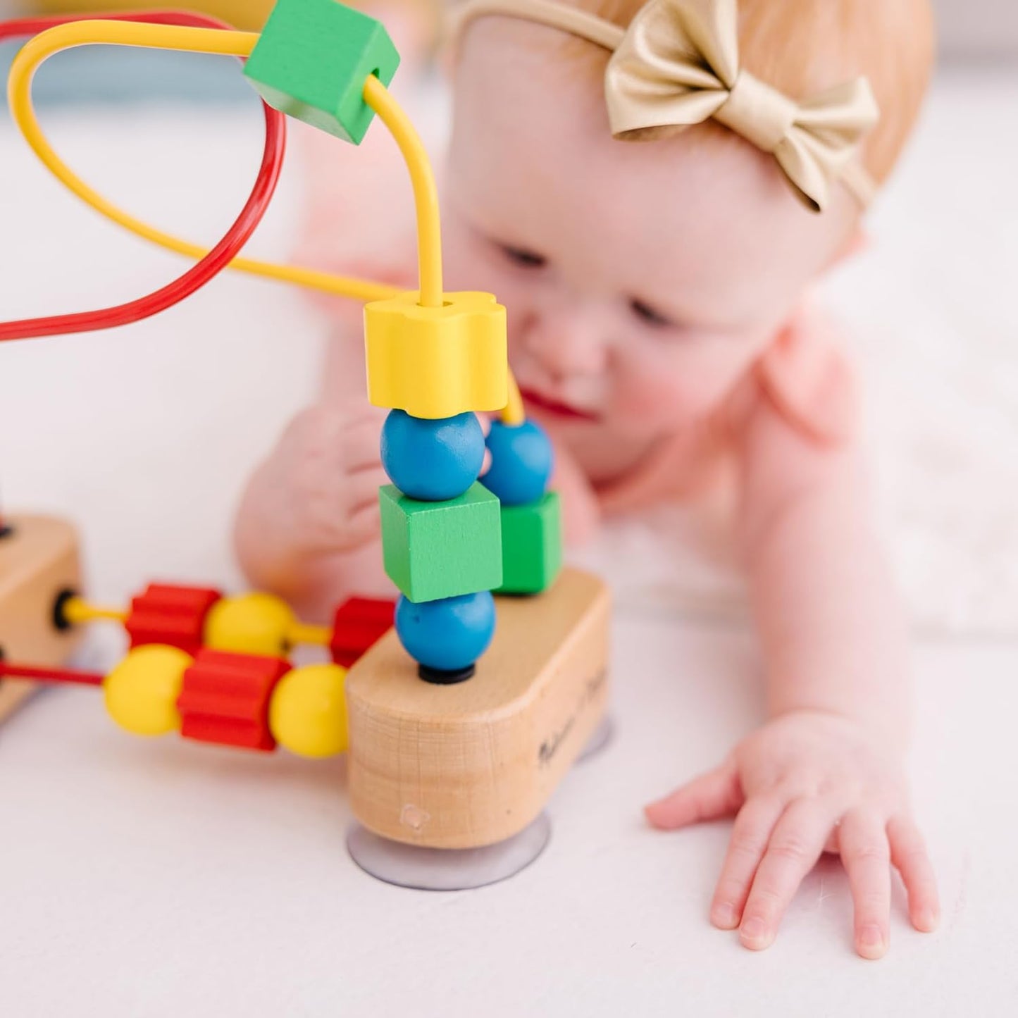Melissa & Doug First Bead Maze - Educational Wooden Baby Toy with Suction Cups for Toddlers 1+
