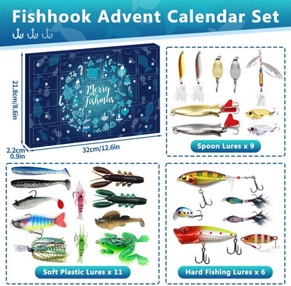 MOVINPE Fishing Advent Calendar - 24 Days of Topwater Lures & Spoons for Men and Teens | Perfect Christmas Gift