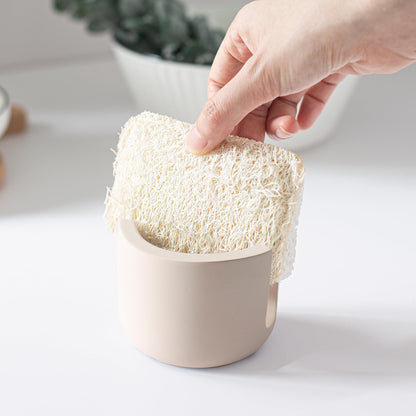 MOPHONICHOME Diatomite Sponge Holder For Kitchen Sink, Ultra Absorbent Stone Drying Caddy - Quick Drying Stone Sponge Holder, Diatomaceous Earth Sponge Holder (3.14x2.75x2.36 inches, Cream)