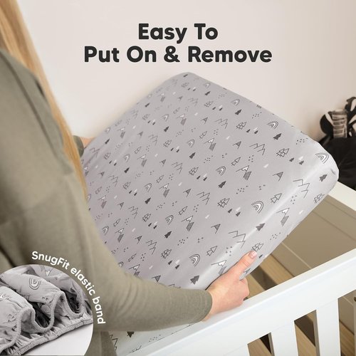 KeaBabies Organic Crib Sheets - 2-Pack Fitted Jersey Cotton for Baby Bed | Soft, Breathable & Cute Prints (Cove)