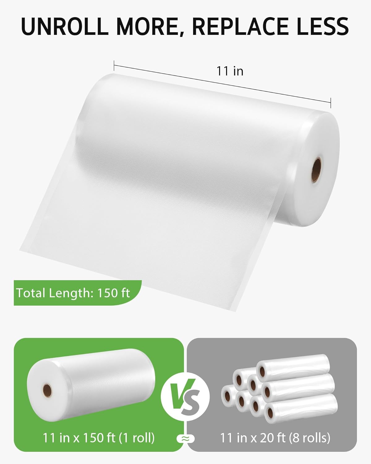 Syntus Vacuum Sealer Bags Roll - 11" x 150' Heavy-Duty BPA-Free Food Storage with Cutter