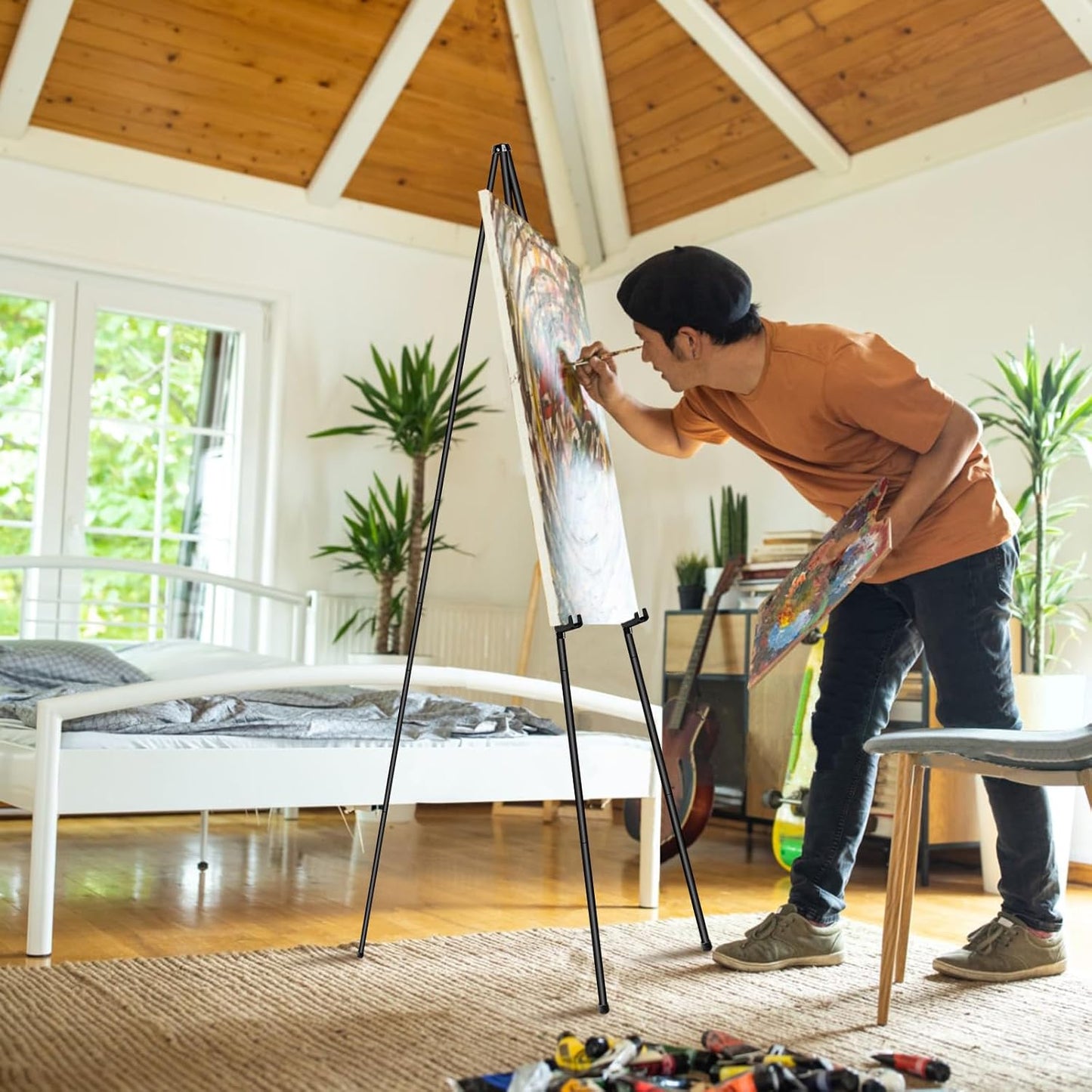 PUJIANG 63" Metal Easel Stand - 3 Pack Display for Pictures, Signs & Art | Includes Carrying Bag