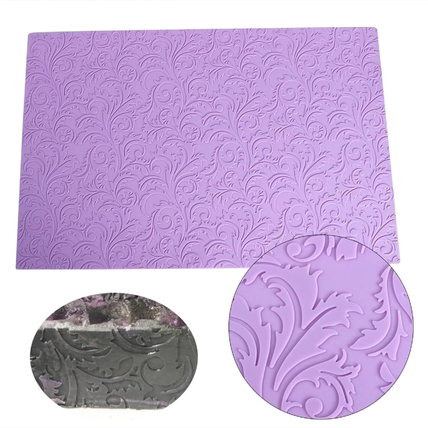 Anyana damask 20 Inch Sugar imprint Dress Silicone damask Fondant impression mat Repeat Oak leaf Embossing Mat Texture Textured Cake Decoration candy Craft Sugarcraft edible Lace Mat