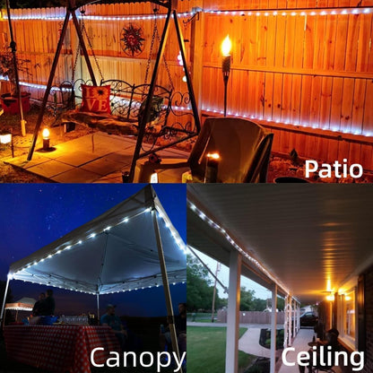 YEGUO Solar Rope Lights - 66ft Waterproof 200 LED White Fairy Lights | 8 Modes in Clear Tube