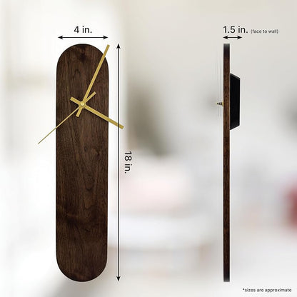 Solid Walnut Oval Wall Clock 18 Inch | Minimalist Silent Quartz Movement