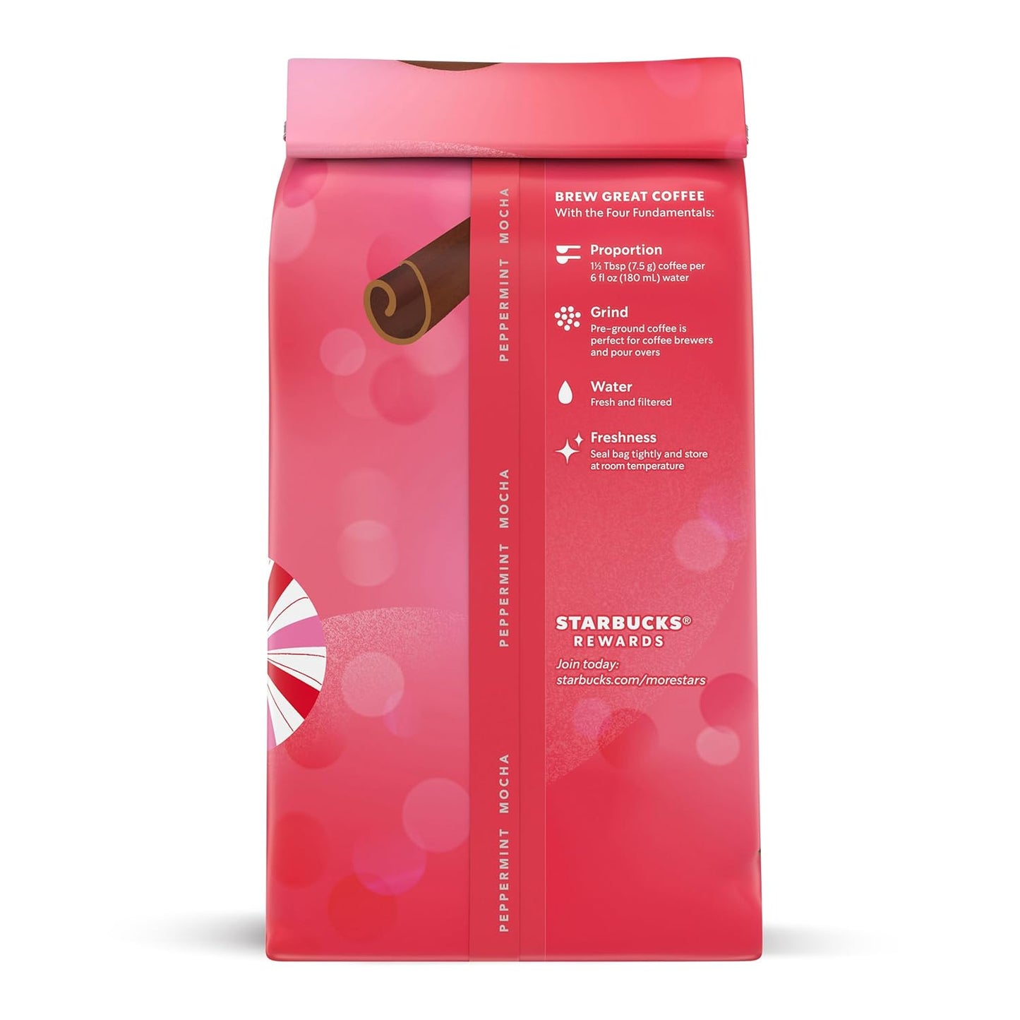 Starbucks Ground Coffee - Peppermint Mocha Flavor | 100% Arabica | Limited Holiday Edition, 6 Bags (11 Oz Each)