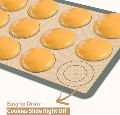 Skiennix Silicone Baking Mats Set of 6 - Non-Stick, Food Grade, Reusable for Cookies, Pizza & Pastries
