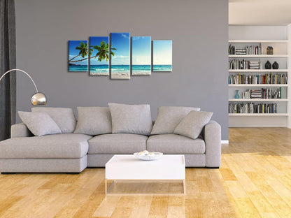 Wieco Art 5 Panels Ocean Canvas Wall Art - Blue Sea Seascape Decor for Living Room & Home