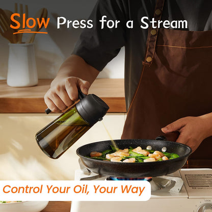 TrendPlain - Olive Oil Dispenser Bottle | 16oz Kitchen Gadget for Cooking & Air Fryer - Black