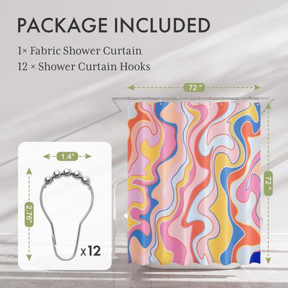 AmazerBath Shower Curtain, Abstract Pink Cloth Shower Curtain Sets with 12 Shower Curtain Hooks, Rustic Colorful Fabric Shower Curtain, Cute Washable Farmhouse Bathroom Shower Curtain, 72x72 Inches
