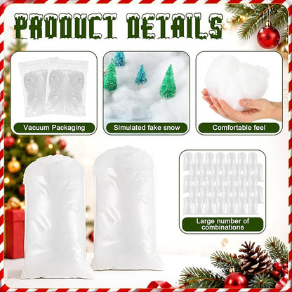 Jerify 72 Pack Christmas Fake Snow - Cotton-Like Fluffy Artificial Snow