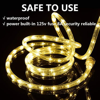 Skiennix 50ft LED Rope Lights - 540 Warm White LEDs, Waterproof, Indoor/Outdoor Use | Perfect for Backyards