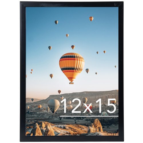 JCJMY 12x15 inch Picture Frame, Horizontal and Vertical Formats for Wall Hanging, 12 x 15 Wall Gallery Poster Photo Frame with Shatter Resistant Plexiglass, Black