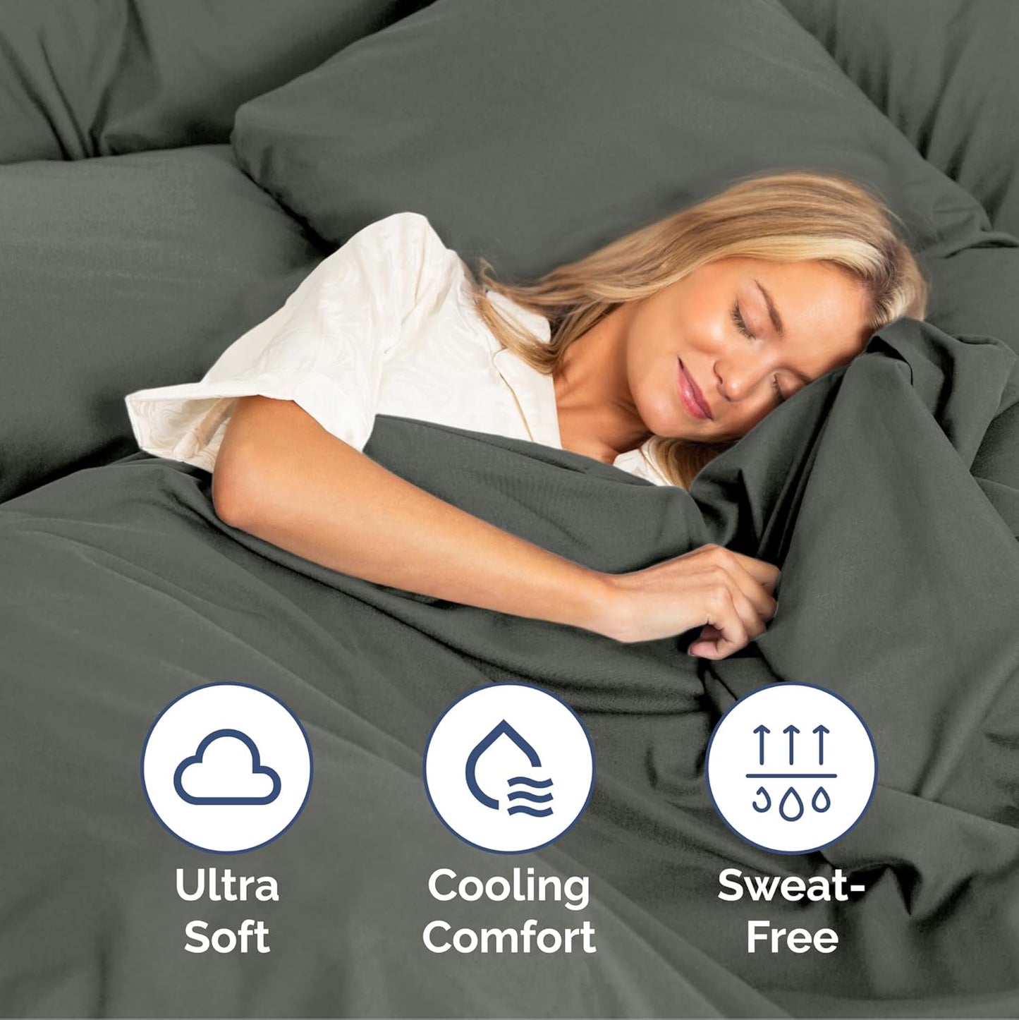 Regine Switzerland Queen Size 4-Piece Sheet Set - Ultra Soft Cooling Bed Sheets - Fits 8 to 16 Inch Mattresses - Wrinkle-Free Luxury Bedding in Dark Slate Grey