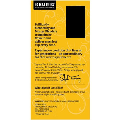 Twinings Earl Grey Black Tea K-Cup Pods for Keurig, 24 Count (Pack of 2), Flavoured with Citrus and Bergamot, Caffeinated, Enjoy Hot or Iced
