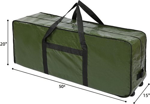 HOMEST Christmas Tree Storage Bag - Zippered, Reinforced Handles & Wheels for 4.5-7 ft Trees | Green