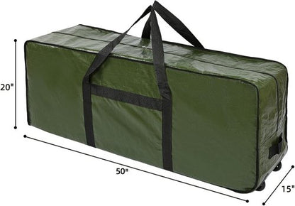 HOMEST Christmas Tree Storage Bag - Fits 4.5-7 Ft Artificial Trees | Zippered, Reinforced Handles & Wheels, Green