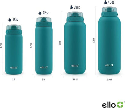 Ello Cooper 18oz Kids Stainless Steel Water Bottle - Double Walled, Leak Proof, BPA Free | Antigua Color