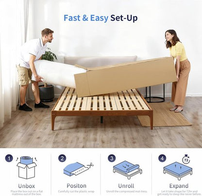 FDW 6-Inch Twin Mattress - Medium Firm Gel Memory Foam | CertiPUR-US Certified | Pressure Relief & Cooling Cover