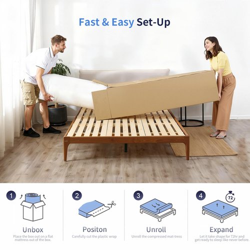 FDW | 8 Inch Twin Mattress | Medium Firm | Gel Memory Foam Mattress | White | Bed in a Box, CertiPUR-US Certified | Pressure Relief, Cooling Ventilated Foam | Washable Removable Cover