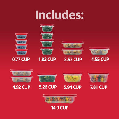 Rubbermaid EasyStore 34-Piece Food Storage Container Set - Rectangle, Square & Round with Lids