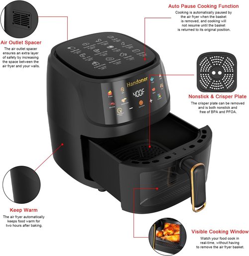 Air Fryer Max XL - 6.5-Qt Air Fryer Oven with Exclusive Recipes | 8-in-1 Presets & Visible Cooking Window