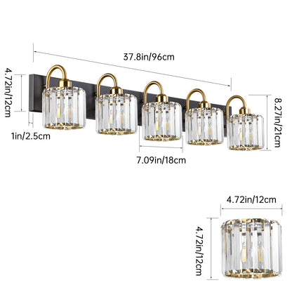 Bathroom Vanity Light,Gold Bathroom Light Fixtures,Vanity Lights for Bathroom,Bathroom Light Fixtures Over Mirror,Black 5 Light Bathroom Vanity Light,Crystal Bathroom Light