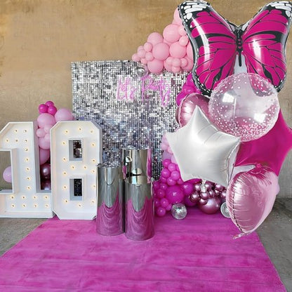 Butterfly Foil Balloon Set by [Brand Name] - 6 Pink & White Balloons with Polka Dots