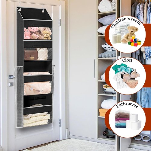 Black Over Door Wrapping Paper Organizer by [Brand Name] - 3 Removable Drawers & Side Pockets for Easy Storage | Perfect for Christmas Gift Wrap