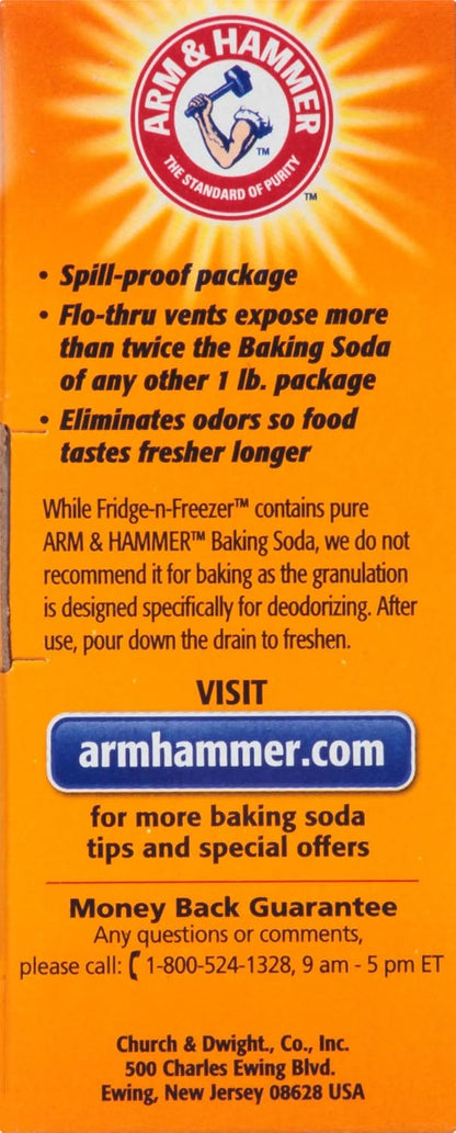 Arm & Hammer Baking Soda Odor Absorber - Fridge & Freezer Freshness | 14 oz, Pack of 12