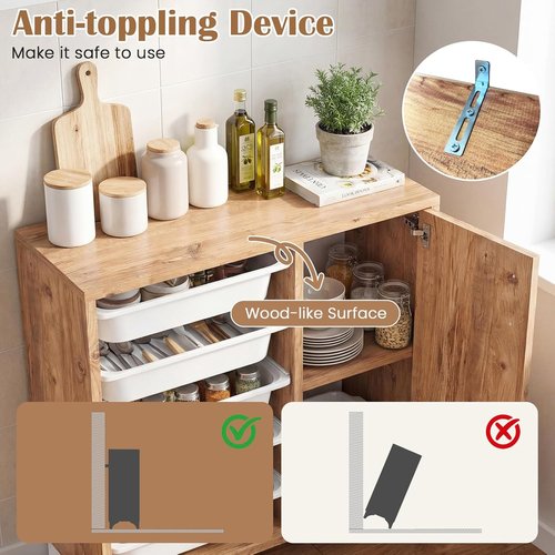 Giantex Buffet Cabinet - Stylish Sideboard with 5 Removable Drawers & Door | Wooden Coffee Bar Organizer