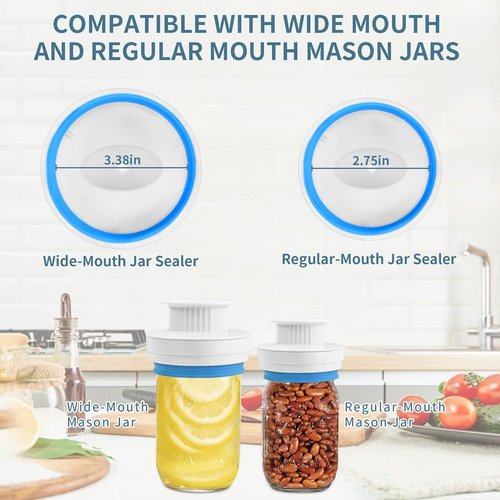 Mason Jar Canning Sealer Kit - Upgraded Sealer Set for FoodSaver Vacuum Sealers | Fits Wide & Regular Mouth Jars (White)