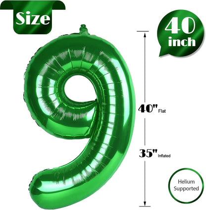 Number 9 Foil Balloon - Dark Green 40 Inch | Giant 9th Birthday Party Decorations