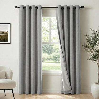 100% Blackout Shield Grey Blackout Curtains - Thermal Insulated Grommet Drapes for Bedroom & Living Room | 50" W x 84" L, 2 Panels