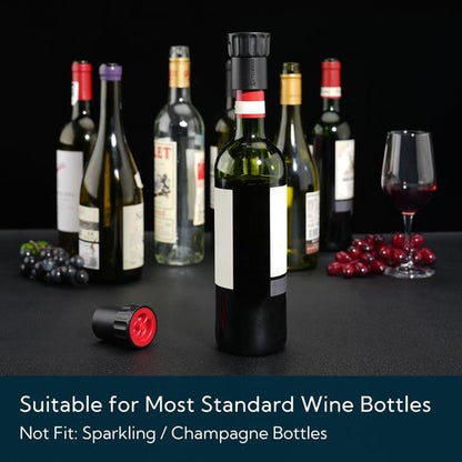KITCHENDAO Magnetic Wine Stopper, Double-Layer Secure Seal with Date Marker, Twist -Lock Design Reusable Wine Bottle Stopper Sealer, Fits Most Wine Bottles Including Screw Top, Set of 2