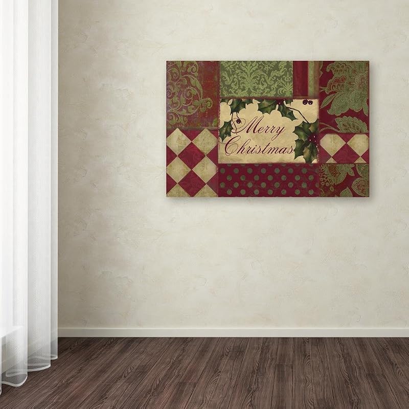 30x47 inch Merry Christmas Patchwork I Gallery-Wrapped Canvas Art