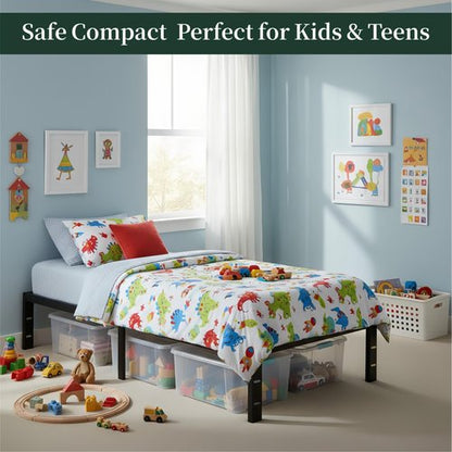 Twin Size Bed Frame, 14 Inch Metal Platform Bed Frames with Heavy Duty Steel Slat Support, No Box Spring Needed, Easy Assembly, Under Bed Storage
