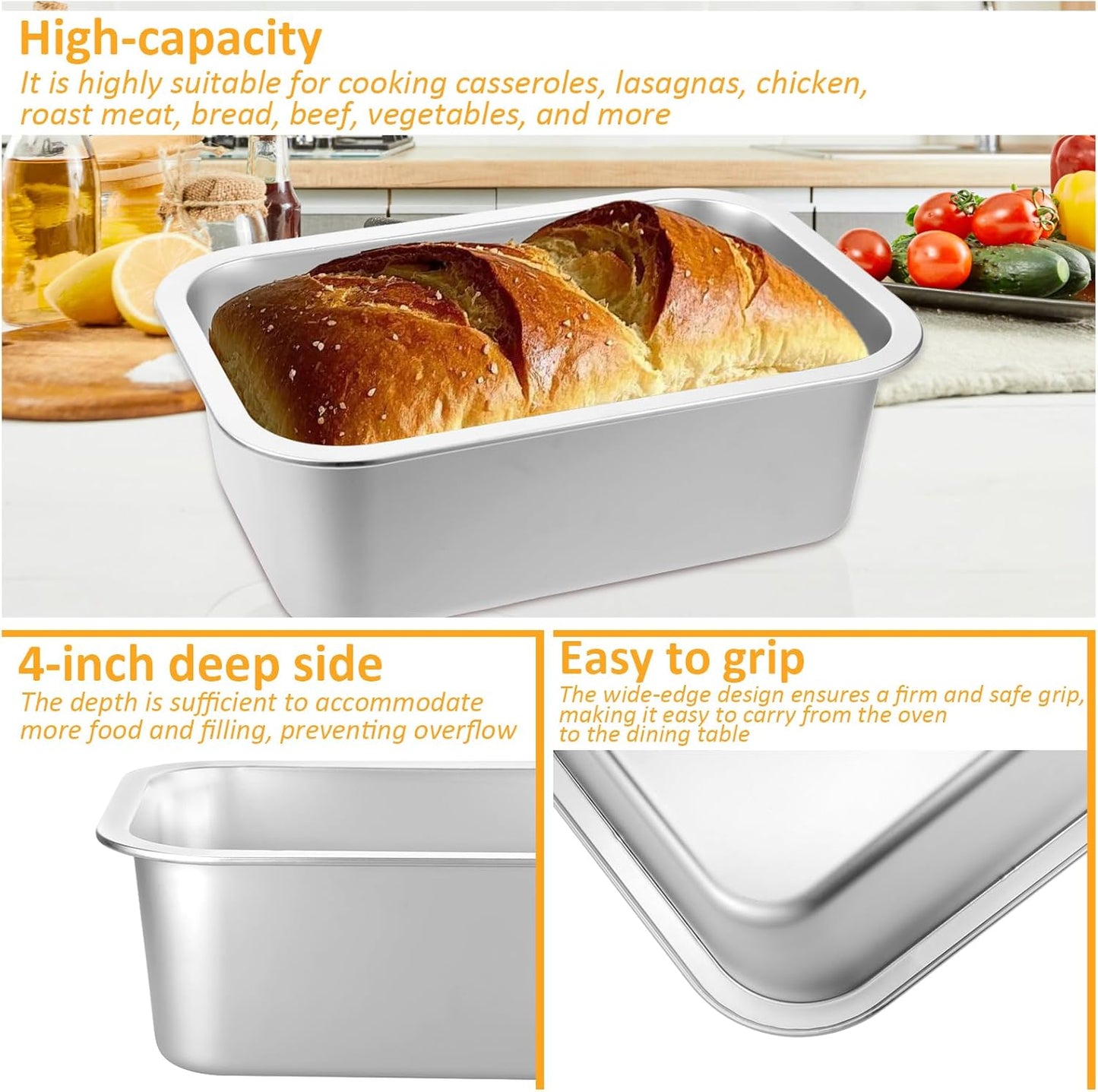 Regine Switzerland 4-Inch Extra Deep Lasagna Baking Pan - 304 Stainless Steel, 10.6x14.2 Inch, Includes Lid