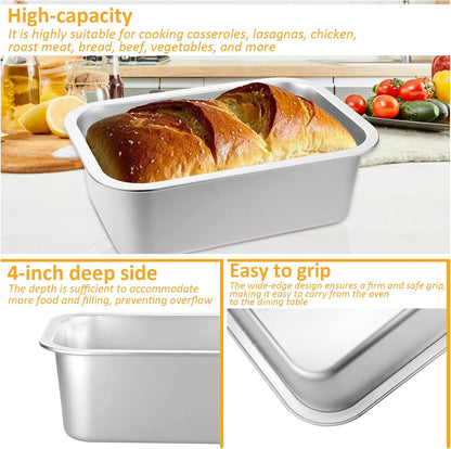 Regine Switzerland 4-Inch Extra Deep Lasagna Baking Pan - 304 Stainless Steel, 10.6x14.2 Inch, Includes Lid