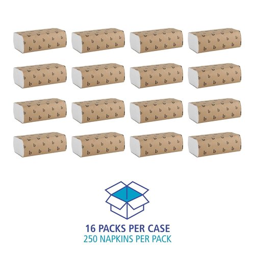 Boardwalk Disposable Hand Towels - 1-Ply Bathroom Paper Towels, 9 x 9.45 Inches, 250 Towels/Pack, White | 16 Packs/Carton