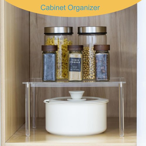 HENABLE Acrylic Cabinet Organizer - Clear Spice Rack for Kitchen & Bathroom | Versatile Countertop Storage