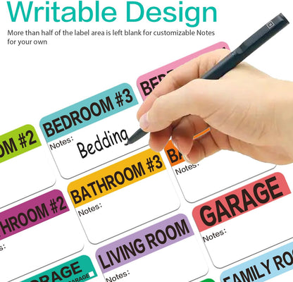 Regine Switzerland 600 Count Large Home Moving Packing Box Labels - Color-Coded & Writable for 3-4 Bedroom House
