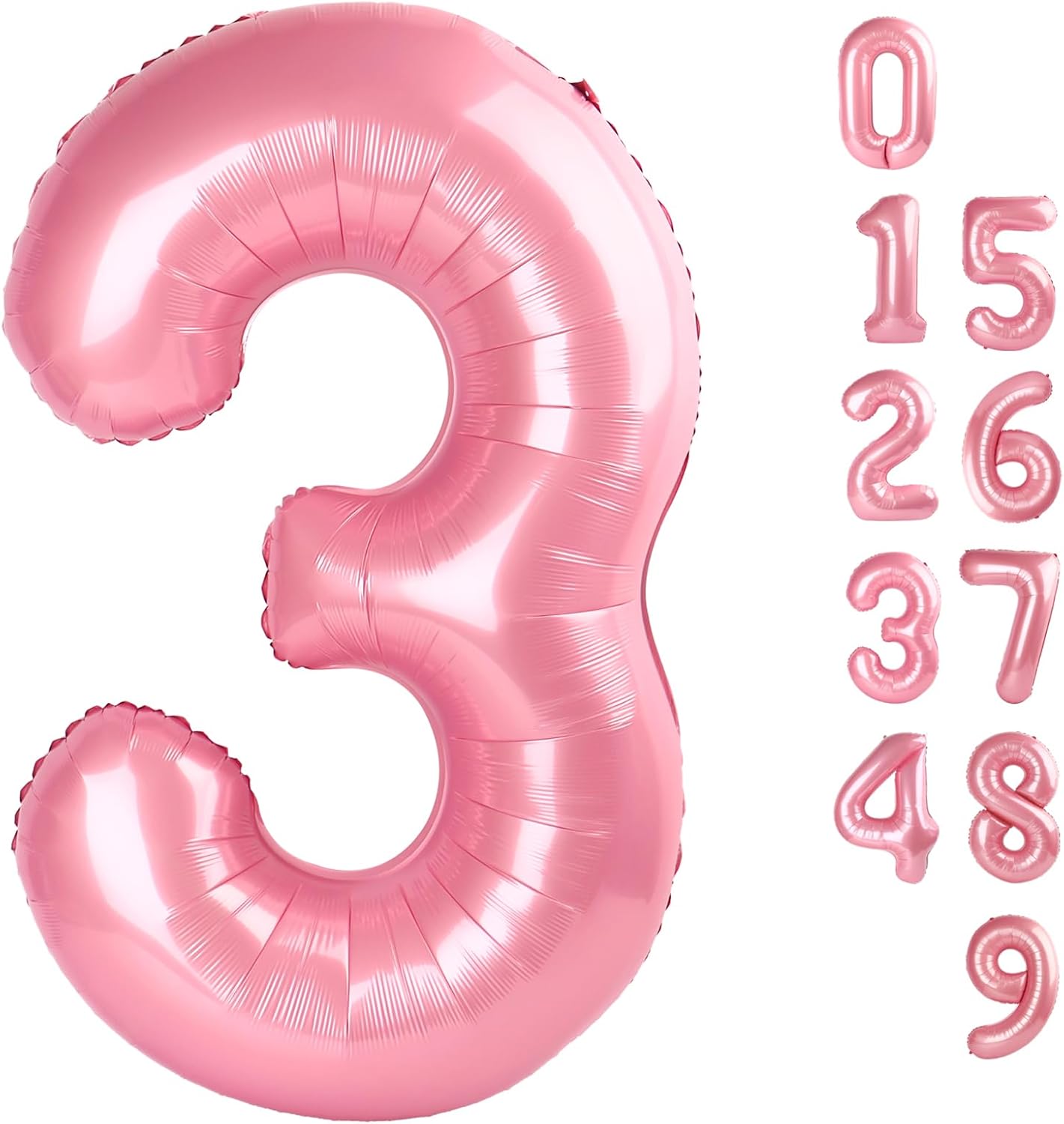 Numbers Balloon - 40 Inch Large Pastel Pink Balloon for 3rd Birthday Party Decor | Perfect for Celebrations