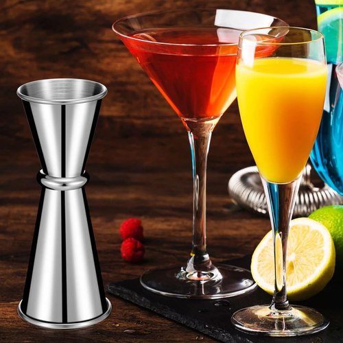 9 Pieces Jigger for Bartending Cocktail 2 oz 1 oz 304 Stainless Steel Glass Measuring Cup Shot Measure Cup Double Japanese Jigger for Bartender Bar Supplies(Silver)
