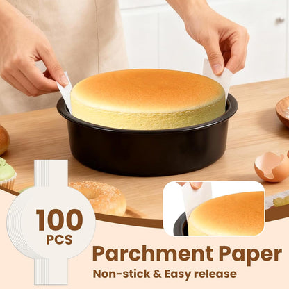Nonstick Carbon Steel Cake Pan Set by [Brand Name] - 9 Inch Round Baking Pans with 80 PCS Parchment Paper | Dishwasher Safe & Durable for Layer Cakes