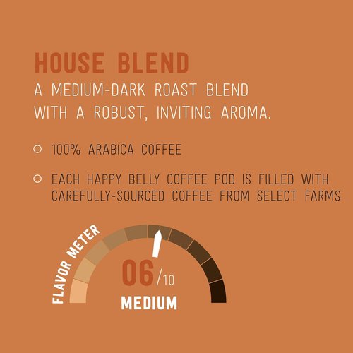 Happy Belly - Medium Roast Coffee Pods | House Blend for Keurig 2.0 - 100 Count