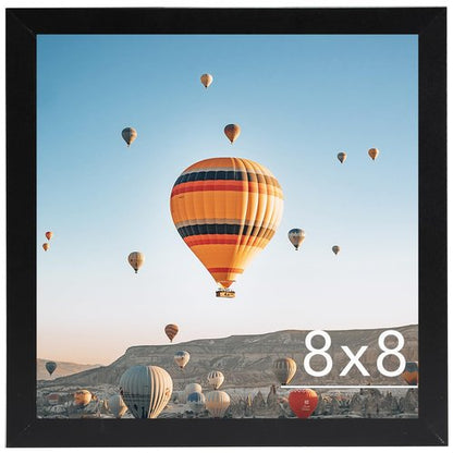 JCJMY 8x8 Picture Frame Black for Wall Hanging or Tabletop, Wall Mounting Horizontally or Vertically, 8 x 8 Square Wall Gallery Poster Photo Frame with Shatter Resistant Plexiglass, Black