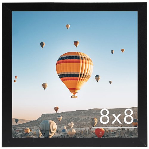 JCJMY 8x8 Picture Frame Black for Wall Hanging or Tabletop, Wall Mounting Horizontally or Vertically, 8 x 8 Square Wall Gallery Poster Photo Frame with Shatter Resistant Plexiglass, Black
